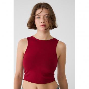 Burgundy Cotton Sleeveless Top