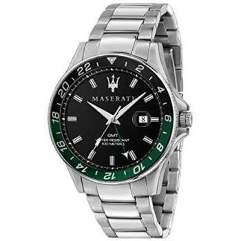 Maserati Sfida GMT Men's Steel Watch Black Green 44mm R8853140005