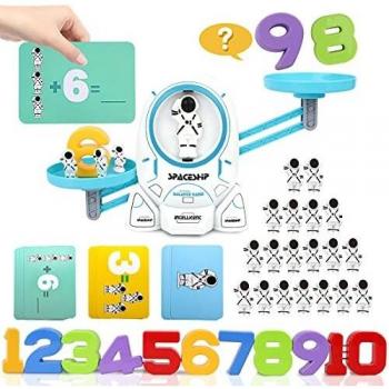 Nueplay 62PCS Balance Math Game, Dinosaur Toys Educational Kindergarten Preschool Learning Counting Game for Boys & Girls, Ideal Christmas Birthday Gift Toys for Children Toddlers