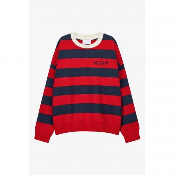 Felpa VOGUE a Righe Rosse e Blu Navy
