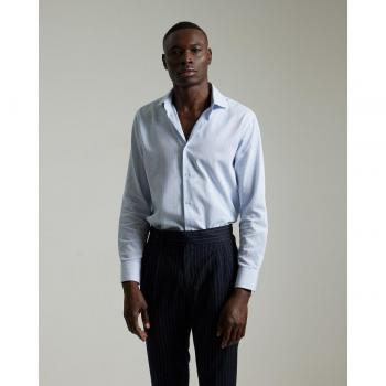 Camisa Slim Fit Dobby Rayas Celestes para Hombre