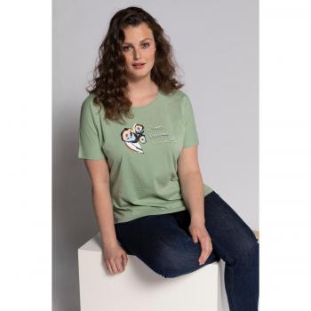 T-shirt ecologica oversize in cotone con stampa, Donna, Verde, Taglia: 52/54
