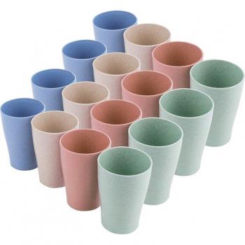 16 Pack Reusable Wheat Straw Tumblers