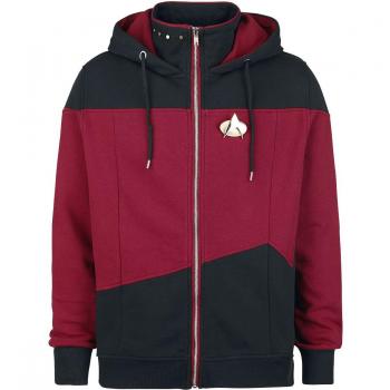 Star Trek : La Nouvelle Génération – Sweat‑shirt Zippé à Capuche (Homme) Rouge/Noir, S‑5XL
