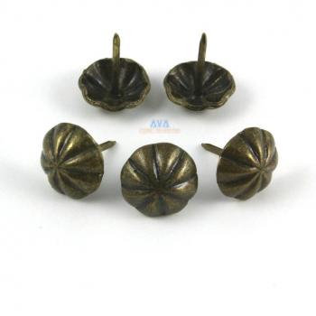 50 Antique Brass Flower Upholstery Nails (16x20mm)