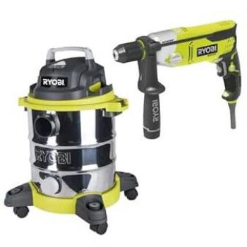 Pack RYOBI Aspirateur 1250W 20L RVC-1220I-G avec Perforateur Burineur SDSPLUS 1050W RSDS1050-K