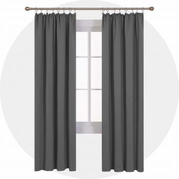 Deconovo Thermo Vorhänge blickdicht, 210x140 cm, Hellgrau, 2er Set