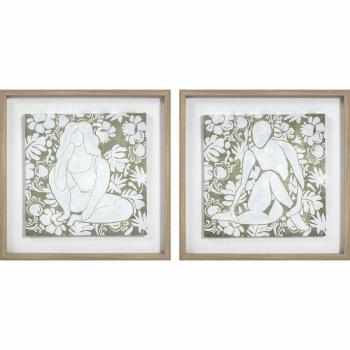 Kit Dkd Home Decor: Quadro Fiori Scandinavi 42x3x42cm (2 Unit)