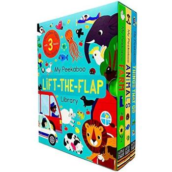 My Peekaboo Lift Flap Library Box Set 3 Books Things That Go Animals Farm Hardcover For Toddlers