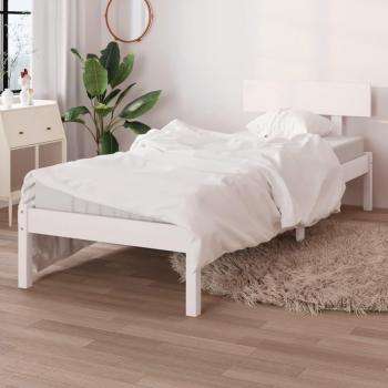 Lit cadre massif blanc, dimensions 90x200 cm – sans matelas