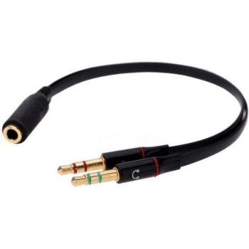Concentrateur Y 3,5 mm Noir – 2 connexions mâles, 1 connexion femelle (casque/micro)