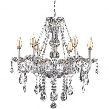 Elegant Crystal Chrome Chandelier 6-Light E14