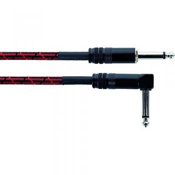 Câble jack mono 6,35 mm Cordial 14786, 7,50 m, gaine textile noire et rouge