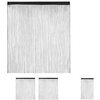 Cortinas de Flecos Negras, 3 Piezas Acortables, 145 cm x 245 cm