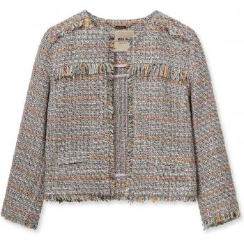 MOS Mosh Women's Boucle Jacket with Fringes in Beige