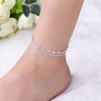 925 Sterling Silver Heart Ankle Chain