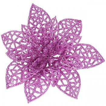10Pcs Kunstmatige Poinsettia Bloemhoofdjes 10Cm Glitter voor Kerstdecoratie
