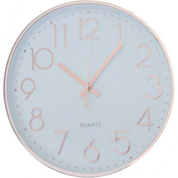 12 Inch Silent Wall Clock in Rose Gold and Black