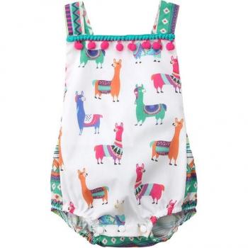 Toddler Summer Romper with Alpaca Print 0-24M