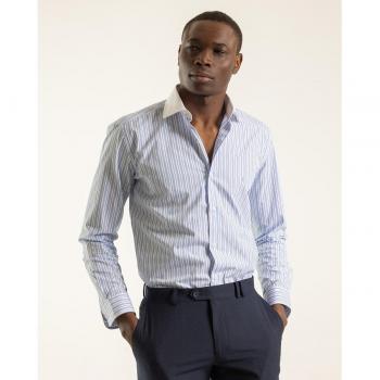 Camisa Slim Fit de Rayas Azules PuroEgo