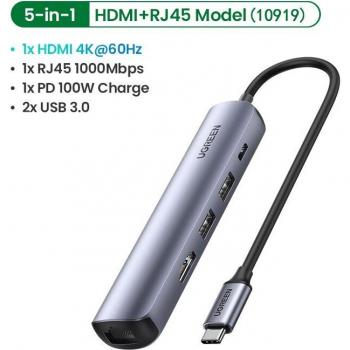 USB‑C Hub UGREEN 3.1: HDMI 4K + Ethernet + Power Delivery