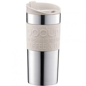 Bodum 0.35L Travel Mug Off White Double Wall Stainless Steel Tea Coffee To Go