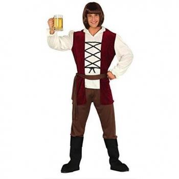 Guirca 88200 Hosenbügel Herren 52/54 – Brauner mittelalterlicher Schankwirt mit Rot-Weiß-Details