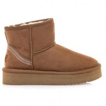 Botas Australianas MTNG Sky 48968 para Mujer en Color Camel y Nuez Cuero, Estilo Casual sin Cierre