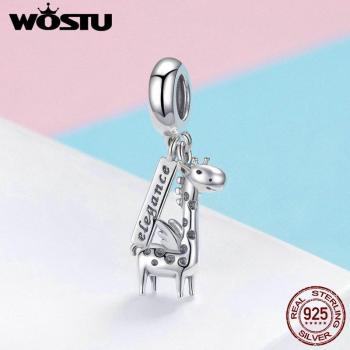 Bisutería de Plata de Ley 925 con Colgante de Jirafa para Joyería de Pulsera o Collar