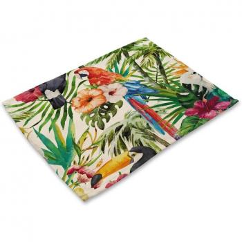 Mantel de mesa con estampado de loros para comedor