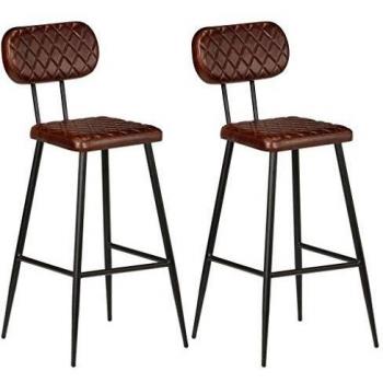 VidaXL 2X Barstuhl: hochwertiger Braunleder-Hocker für Restaurant & Zuhause