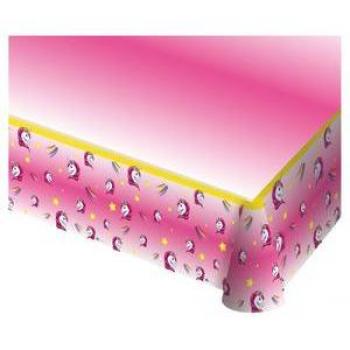 Toalha de mesa rosa temática Unicórnios