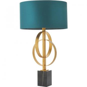 Stylish Trento Desk Lamp with Gold Leaf & Teal Fabric