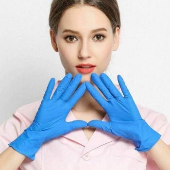 10-Pack Blue Anti-Skid Nitrile Gloves for Laboratory and Kitchen Use