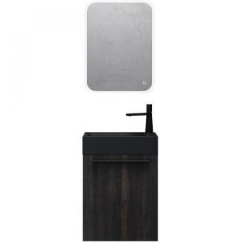 Bureau Compact Sogood Gris Foncé & Noir Mat – Ensemble 3 pièces avec Lavabo