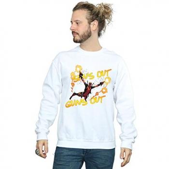 Marvel Sun's Out Guns Out Men's Pullover Sweatshirt (Large, White)