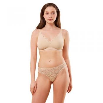 Bügel-BH TRIUMPH Amourette N01, Damen, Gr. 95, Cup E, beige (skin), Microtouch, Spitze