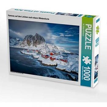 CALVENDO Puzzle Hamnøy auf den Lofoten nach einem Wintersturm 1000 Teile Bild von Oliver Schwenn