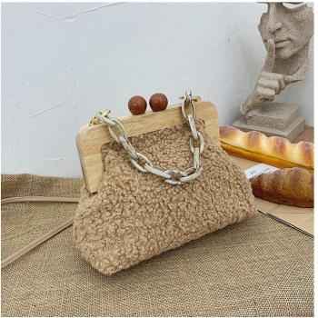 Luxuriöse Damenhandtasche Eimer Stil mit Holzclip für Partys