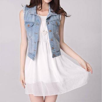 Vintage Turn-down Collar Denim Vest
