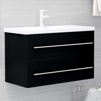Rubberskin Lavabo Mueble Negro de Madera Estructural