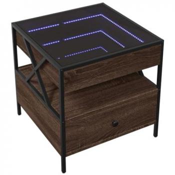 Salon Table latérale LED Infinity en chêne 50 × 50 × 51 cm