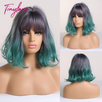 TINY Peluca de Lana Recta para Mujer con Flequillo