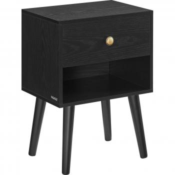 Comodino moderno con cassetto e scomparto, nero