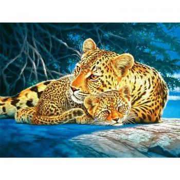 Vollrunde Diamantstickerei „Gold Leopard“