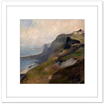 Square Wooden Frame – Eugene Isabey’s “Cliffs of Normandy” (1850), 8x8 Art Print