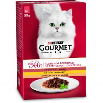 6x50g canard, poulet, dinde Mon Petit Gourmet nourriture humide pour chat