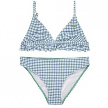 Girls Roxy Gingham Tri Bikini in Egret Check