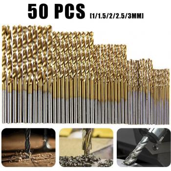 Vastar 50Pcs Titanium Coated HSS Drill Bits