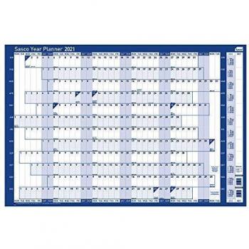 Red Poster‑Style 2021 Sasco Wall Planner with Stickers